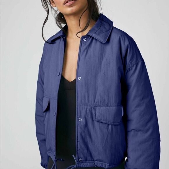 Free People Movement Off The Bleachers Coaches Jacket in Midnight Navy, XS $148 - Picture 10 of 10